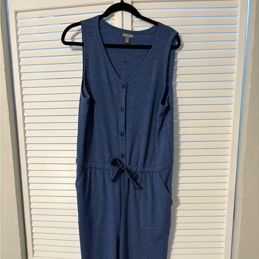 Talbots Blue Sleeveless Cropped Jumpsuit